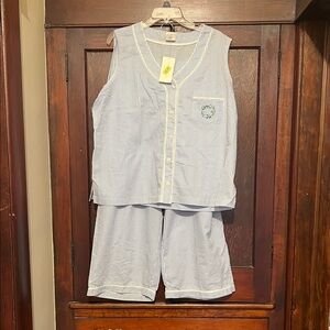 Cabernet Light Blue & White Striped Sleeveless Pajama Set